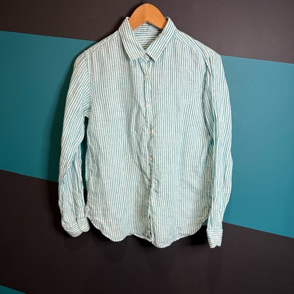 Uniqlo Button Down Shirt in Green and White size Small - Picture 1 of 7